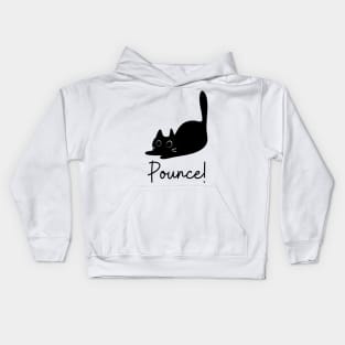 Playful Black Kitty Pounce Kids Hoodie